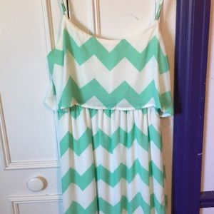 White and green chevron maxi dress